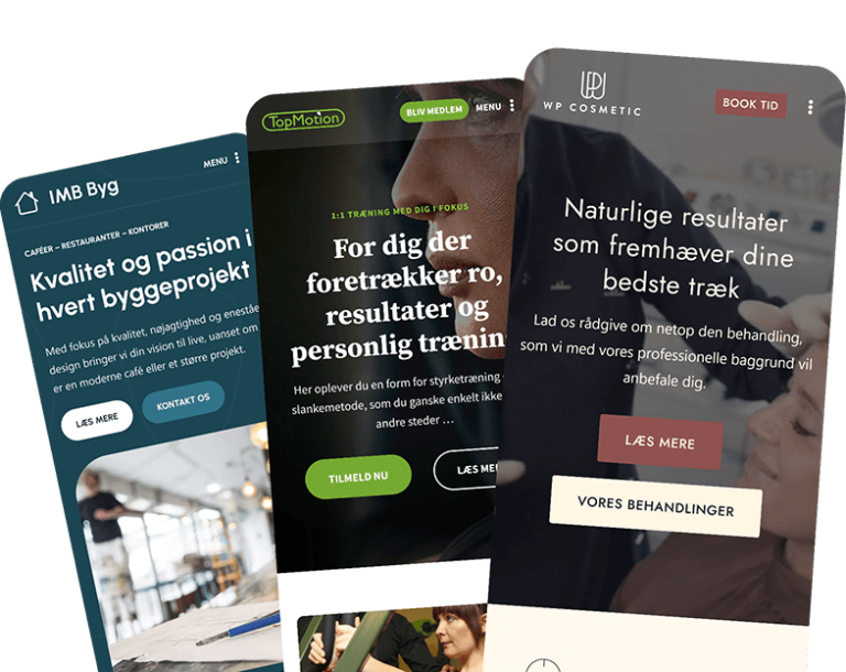 Responsive eksempler på professionel hjemmeside i mobil udgave