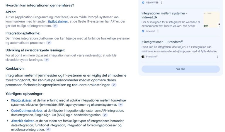 Google A.I oversigt resultat