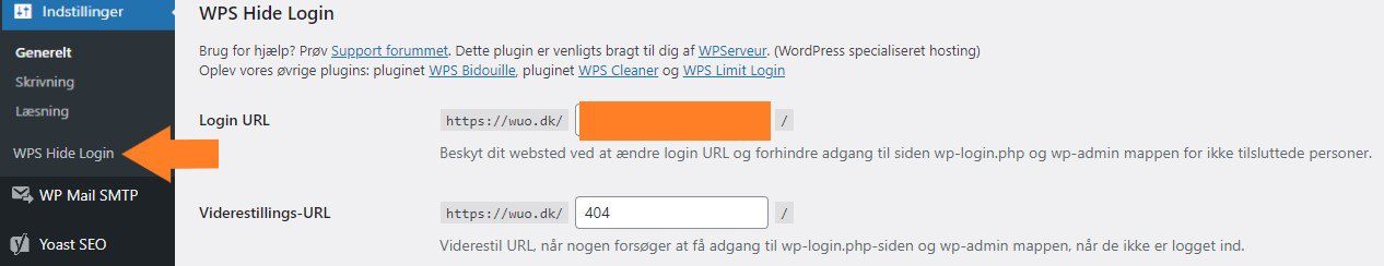 WPS hide login i menuen