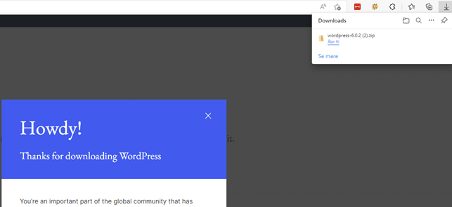 Wordpress download zip fil