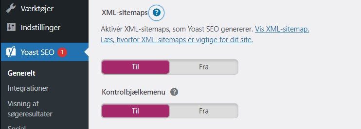 Yoast SEO XML sitemap