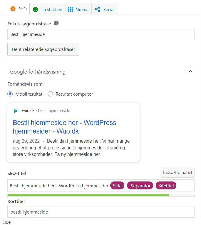 Yoast SEO Menu