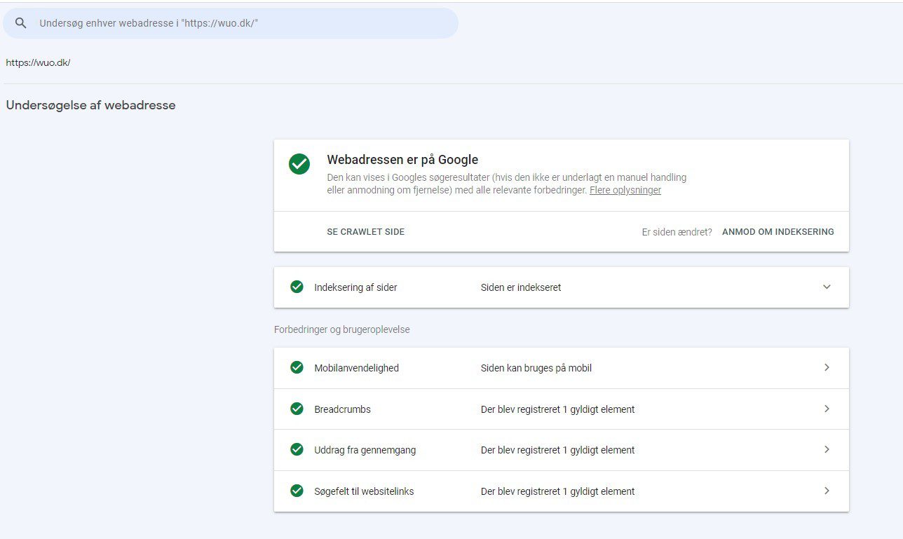 indekseret side i Google Search Console