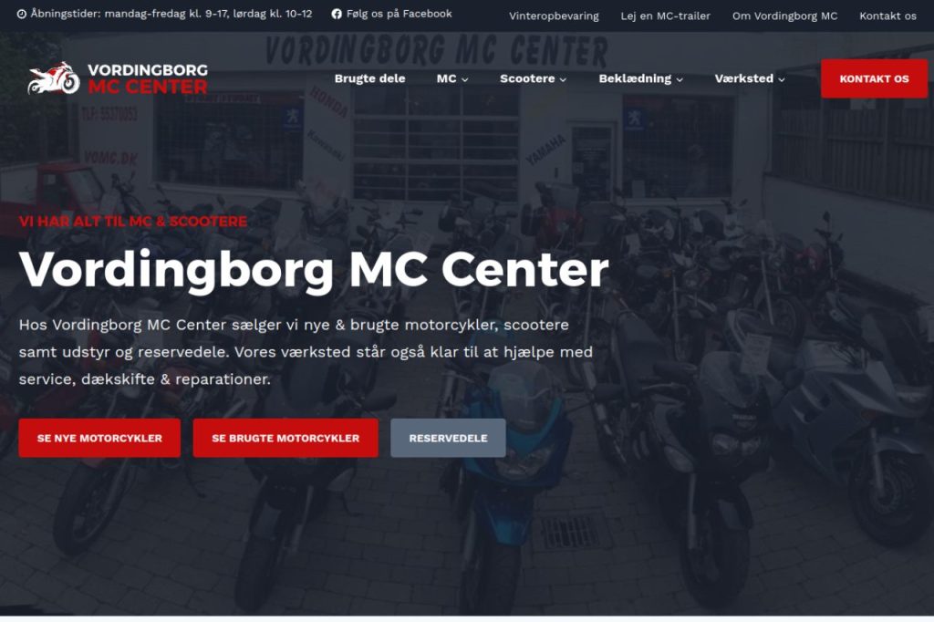 Vordingborg MC Center hjemmeside udviklet af Webto