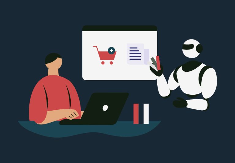 Illustration af webshop automation med grafik